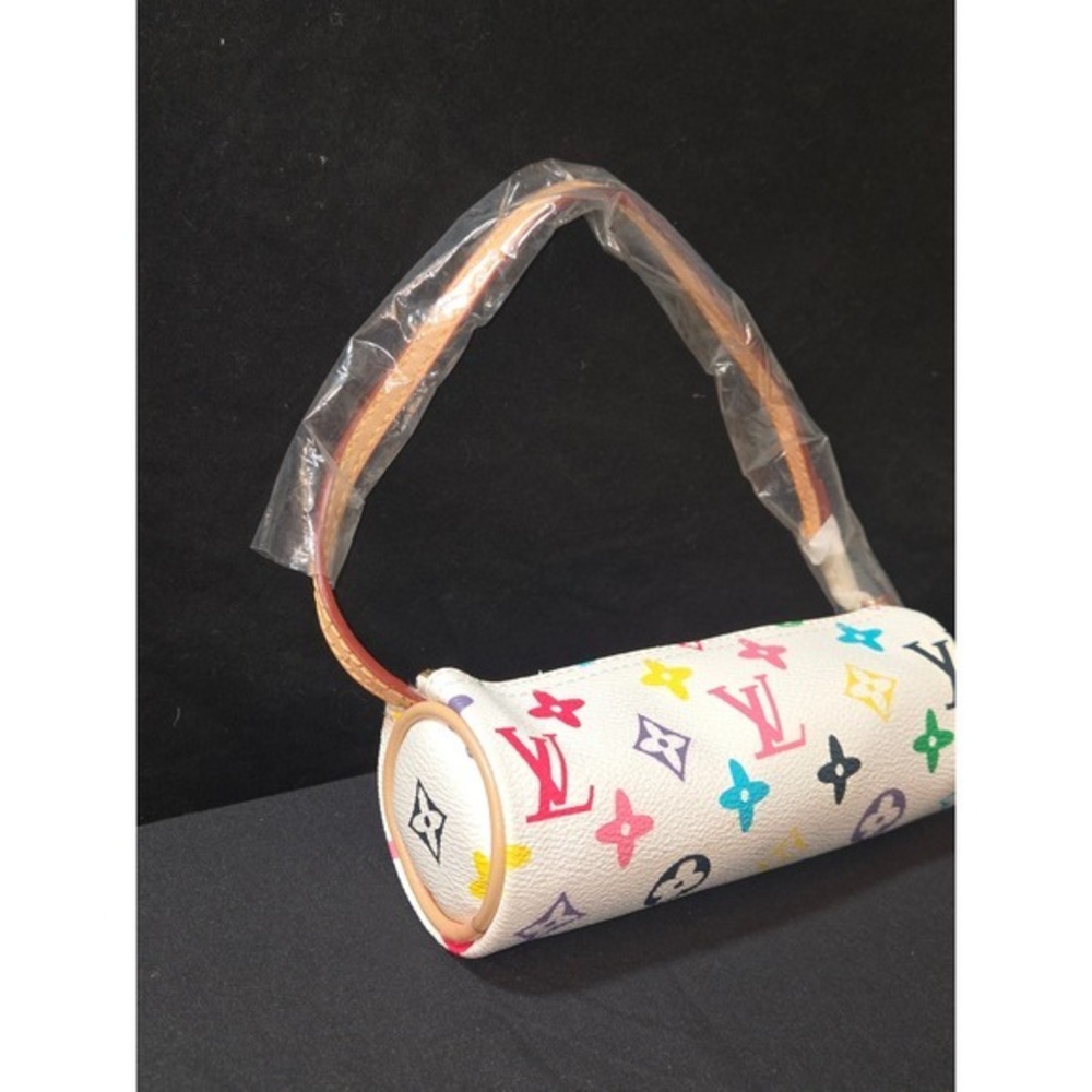 Louis Vuitton Mini Papillon Pochette Cylinder Bag White Leather Wristlet NEW! - Picture 4 of 6